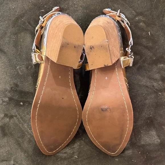 Jeffrey Campbell Gold Ankle Boots with Silver Accents - Picture 5 of 6